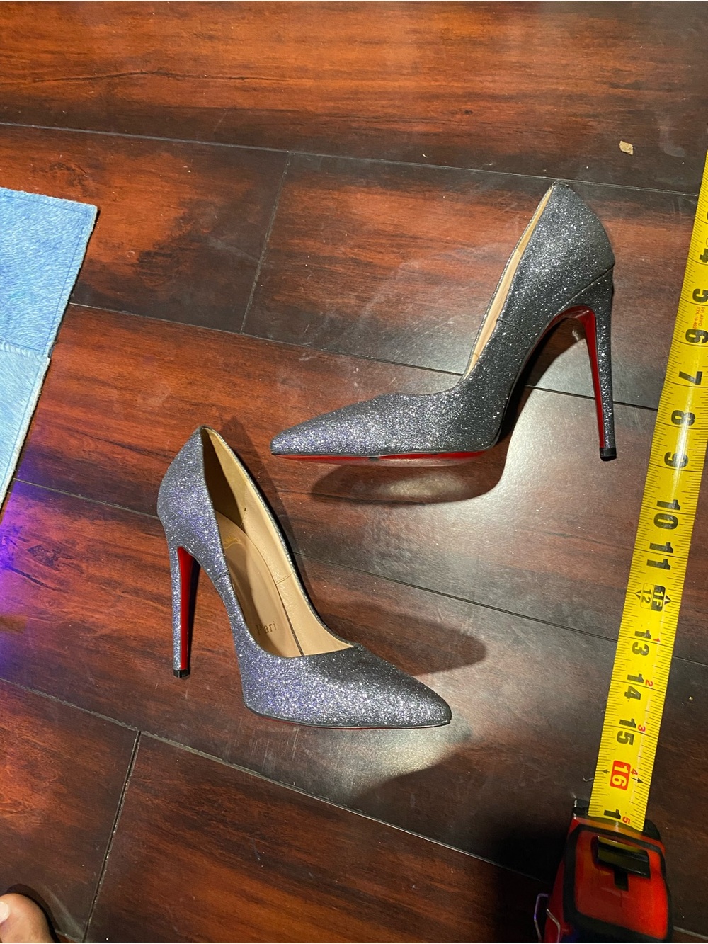 Christian Louboutin Silver Glitter Pointed-Toe Stiletto Pumps